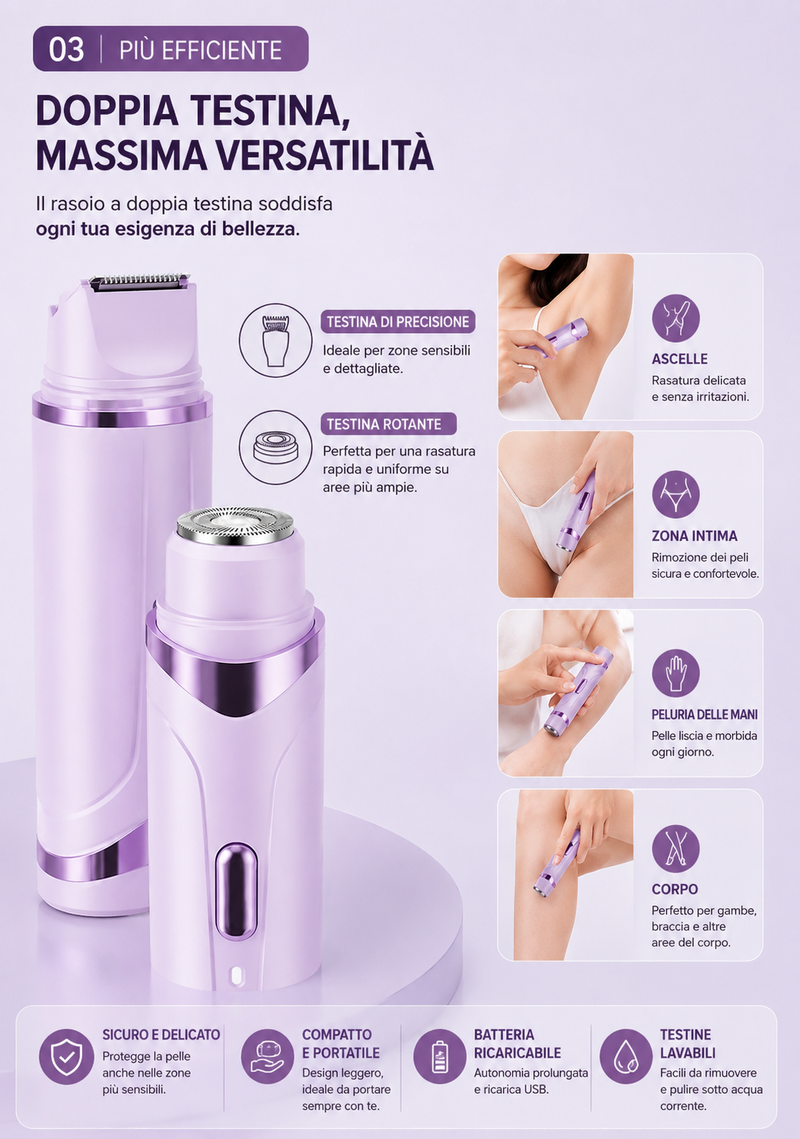 Rasoio Donna 2in1 Senza Irritazioni